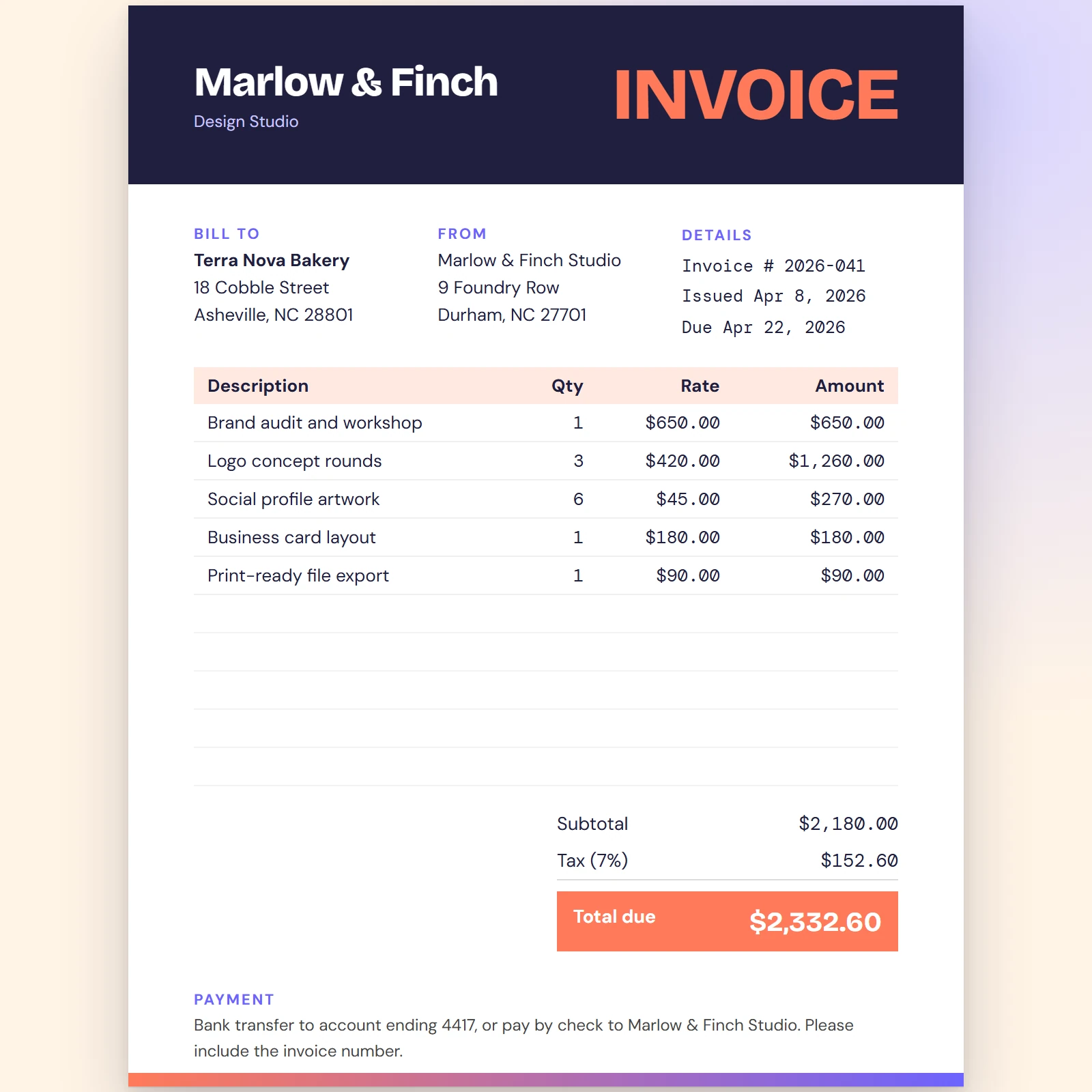 Invoice template preview